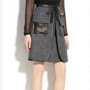 Robert Rodriguez Wool Blend Leather Skirt Work Office Business Boss High Quality